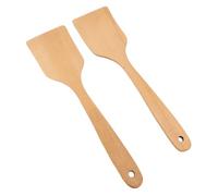Pssopp Juego de Espátula de Madera, Espátula de Cocina de Madera de Haya, 2 Piezas de Plana de Largo para Sartenes Antiadherentes, Diseño sin Grietas, Utensilios de Cocina para Cocineros Caseros y