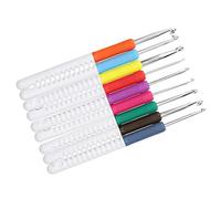 Pssopp Juego de Ganchillo de 9 Uds., de Plástico Ergonómico de Aluminio de 2,0-6,0mm con Superficie Brillante sin Enganches para Artesanía de Tejer Suéteres