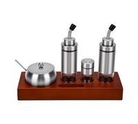 Pssopp Juego de Herramientas para Condimentos, Juego de Dispensador de Aceite y Vinagre, Botella de Condimento de Acero Inoxidable para Mostrador de Cocina, Comedor, Mesa, Organización, Dispensador de