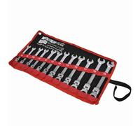 Pssopp Juego de Llaves de Trinquete, Combinación de Doble Cabeza Métrica de 12 Piezas de 8 a 19 Mm con Mecanismo de Trinquete de 72 Dientes y Espejo Cromado, para Mecánica Profesional y (cabeza