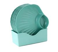 Pssopp Juego de Platos Llanos de 8 Piezas, Platos de Plástico Ligeros y Reutilizables para Servir Aperitivos, Postres, Frutas, Aperitivos con Base de Almacenamiento Nan (GREEN)