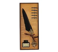 Pssopp Juego de Pluma, Pluma Hecha a Mano con Puntas de Metal, 5 Puntas de Repuesto y Tinta para Caligrafía y Escritura (BLACK)