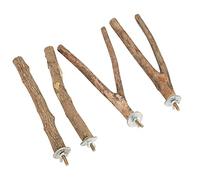 Pssopp Juego de Soporte para Percha para Pájaros, Percha de Madera para Loros con Rama en Y única Y Rama de Palo para Escalar Masticar