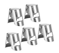 Pssopp Juego de Tapones para Botellas de Champán, Sellador de Vino Espumoso de Acero Inoxidable y Silicona, Paquete de 5, Diseño de Bloqueo a Presión de 2,2 Pulgadas para Restaurante, Bar, Cocina,