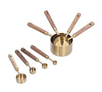 Pssopp Juego de Tazas Medidoras, Juego de Cucharas Medidoras de Madera y Acero Inoxidable, 8 Piezas, 1 Taza a 1 4 Cucharaditas, Artesanía Fina de Agarre Suave para Hornear café, té, Uso en la Cocina