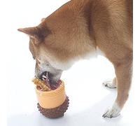 Pssopp Juguete Alimentador de Rompecabezas para Perros, Bolas Dispensadoras Interactivas de Alimentador Lento de Silicona para Mascotas Pequeñas con Diseño en Forma de Bellota (Gris con Gris Claro)