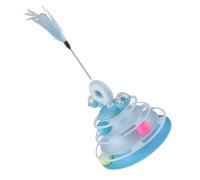 Pssopp Juguete de Torre de Bolas para Gatos de 4 Capas, Juego Interactivo para Mascotas con Plumas de Hierba Gatera, Fomenta el Tiempo de Juego Divertido para Gatos (Azul Marino Profundo)