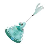 Pssopp Juguete de Torre de Bolas para Gatos de 4 Capas, Juego Interactivo para Mascotas con Plumas de Hierba Gatera, Fomenta el Tiempo de Juego Divertido para Gatos (Verde Menta)