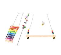 Pssopp Juguete de Xilófono para Pollo para Mascotas, Columpio de Madera y Tenedor de Frutas para Gallinero, Juguetes Divertidos y Atractivos para Picotear para Pollos