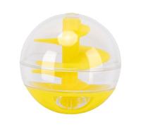 Pssopp Juguete para Gatos con Alimentador Lento, Bola Dispensadora de Golosinas Interactiva con Ranuras en Espiral Que Cortan la Velocidad de Alimentación para Juegos de Enriquecimiento (Yellow)