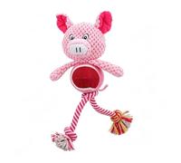 Pssopp Juguete para Mascotas Squeaky Chew, Diseño de Cuerda de Felpa (Cerdo Rosa)