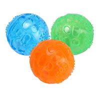 Pssopp 3 Unids TPR Pet Chew Toy Squeaky Dog Chew Ball Puppy Molar Dientes Limpieza Bola Interactiva Masticar Bola para Perros Medianos Pequeños