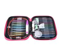 Pssopp Kit de 26 Piezas para Tejer, Agujas Intercambiables para Tejer Aguja de Tejer de Aluminio con 4 Cables de plástico Circulares para Bricolaje, Herramientas de Arte para Tejer a Mano