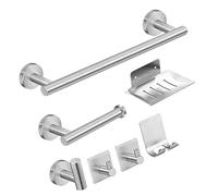 Pssopp Kit de Accesorios de Baño, Juego de Toallero de Acero Inoxidable 304, 7 Piezas para Montaje en Pared, Toallero, Soporte de Papel, Jabonera para Organización del Baño