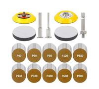 Pssopp Kit de Almohadillas para Pulir Automóviles con Disco de Lijado de 3 Pulgadas para Taladro, Kit de Restauración de Faros de Grano 40 a 800, Almohadillas de Lijado con Gancho y