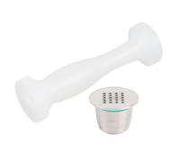 Pssopp Kit de Cepillo de Cuchara para Cápsulas de café Recargables, Cápsulas de café Reutilizables de Acero Inoxidable con Tazas de Filtro, Extracción de Orificio Cuadrado, Manipulación de Doble