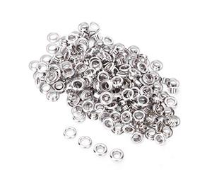 Pssopp Kit de ojales de 100 piezas ojales de latón de Metal ojales con arandela ropa lona cuero proyectos de bricolaje 4 mm de diámetro interior(Plata)