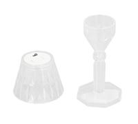Pssopp Lámpara de Mesa de Cristal LED, Lámpara de Mesa de Plástico Alimentada por Batería con IP54, Resistente Al Agua, Brillo Suave y Cálido para Lectura de Dormitorio y Habitación de (Blanco frío)
