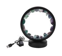 Pssopp Lámpara de Piedra de Cristal, Luz Nocturna de Fluorita, Plástico y Cristal Natural, 3 Modos de Color, Lámpara de Mesita de Noche LED para Dormitorio, Sala de Estar, Oficina, Decoración de