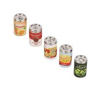 Pssopp Latas de Bebidas para Casa de Muñecas, Mini Accesorios para Bebidas de Aleación, Modelo de 5 Piezas para Juegos Infantiles, para Decoración de Casa de Muñecas a Escala 1:12 (Comida simulada