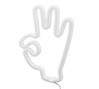 Pssopp Letrero de Neón con Dedo de Mano, Letreros Iluminados y de Neón, Luz de Pared de, Luz Blanca con USB o con Pilas, Decoración de Pared de PVC para Dormitorio, Sala de Estar, Bar, Letrero de