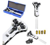 Pssopp Llave de Caja de Reloj Ajustable, Herramienta de Reparación del Abridor de Estuche Atornillada con 3 Mandíbulas, Acero Inoxidable para Varios Tamaños de Caja, Manija Conoblejada con Rueda de