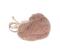 Pssopp Llavero con Pompón en Forma de Corazón de Felpa Suave y Esponjoso con Anillo de Aleación de Zinc para Mochila, Bolso, Bolso de Regalo DIY, Llavero con Dije, Cordón (BROWN)