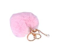 Pssopp Llavero con Pompón en Forma de Corazón de Felpa Suave y Esponjoso con Anillo de Aleación de Zinc para Mochila, Bolso, Bolso de Regalo DIY, Llavero con Dije, Cordón (PINK)