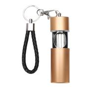 Pssopp Llavero con Soporte Portátil, Tubo de Almacenamiento de Aluminio de Tamaño de Bolsillo de Metal, Contenedor de Emergencia para Aventuras Al Aire Libre, Transporte Diario (Cinta Dorada)