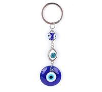 Pssopp Llavero de Ojos Azules Turcos, Cuentas de Vidrio de Aleación, Llavero con Adorno de Mal de Ojo para Decoración de Bolsos, Buenos Regalos, 4.7 X 1.2 In Botelleros