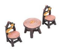 Pssopp Material de Adornos de Jardín Mesa en Miniatura y 2 Sillas Juego de Muebles para Decoración de Casa de Muñecas de Paisaje Muebles de Muñecas, de Casa de de Resina
