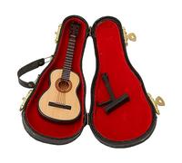 Pssopp Mini Adorno de Guitarra, Modelo de Mini Guitarra de Madera con Soporte, Estatuilla de 13 Cm para Decoración del Hogar y Exhibición Coleccionable