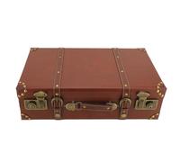 Pssopp Mini Maleta de Cuero, Pequeña Portátil 18,1 X 10,6 4,9 Pulgadas, Caja Decorativa Retro, Baúl Almacenamiento Decorativo Costura Tridimensional para Viajes en el