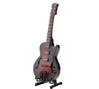 Pssopp Mini Modelo de Guitarra, Adorno de Artesanía de bajo con Soporte, Estuche para el de Navidad y Cumpleaños (Modelo de 18 cm)