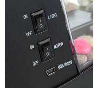 Pssopp Mini Pecera de Acuario USB con Reloj con Pantalla Digital LCD y Luz LED Colorida para Decoración de Escritorio, Almacenamiento de Bolígrafos (Black)