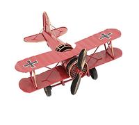 Pssopp Modelo de avión Decoración Vintage Retro Metal Forjado Hierro Biplano Avión Modelos de artesanía(Rojo)
