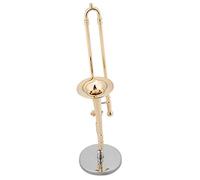 Pssopp Modelo de Instrumentos en Miniatura, Réplica de Trombón en Miniatura con Soporte y Estuche, Adornos Decoración del Hogar Chapado Oro, Exquisito, Diseño Vívido, Artesanía Novedosa y Llamativa,