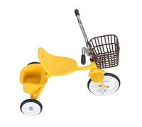 Pssopp Modelo de Triciclo de Metal, Bicicleta en Miniatura Coleccionable Vintage con Neumáticos de Goma y Pedales de Dirección para Regalo de Exhibición Decorativa (Yellow)