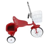 Pssopp Modelo de Triciclo de Metal, Bicicleta en Miniatura Coleccionable Vintage con Neumáticos de Goma y Pedales de Dirección para Regalo de Exhibición Decorativa (Rojo)