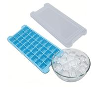 Pssopp Molde para Congelador de 3 Piezas, Bandeja para Cubitos de Hielo con Tapa, 36 Cubos, Plástico de Grado Alimenticio, Fácil Liberación para Whisky, café, Cócteles, Bandeja de Hielo (BLUE)