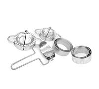 Pssopp Molde para Hacer Bola de Masa de Acero Inoxidable, Juego Manual de Envoltorio de Bola de Masa con 2 Tamaños de Prensa y Cortador de Envoltorio, Herramienta de Cocina de 323 G para Albóndigas,