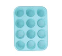 Pssopp Molde para Muffins de Silicona, Bandeja para 12 Cupcakes, Bordes Reforzados, for Horneado en Casa y Repostería (BLUE)