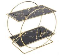 Pssopp Nan Estante de Almacenamiento de Encimera de Hierro Multifuncional de 2 Niveles para Cosméticos, Cuidado de la Piel, Perfume, Organizador de Mostrador de Baño, Organizador de Baño (Black)