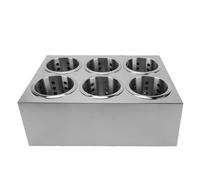 Pssopp Otros Soportes para Almacenamiento y Accesorios de Cocina, Soporte para Cubiertos Perforado de 6 Compartimentos, Organizador de Cubiertos, Base de 37,6x30 Cm, Cilindros Extraíbles