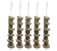 Pssopp Palabres de Madera Juguetes de Conejo Juguetes de Masticación, Toyes Rojo para Conejos, Chinchillas, Conejillos de Indias, Hámsters, Toy de Trabajo Divertido con Bolas de Hierba