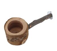 Pssopp Palo de Soporte para Loros, Tazas de Alimentación de Pájaros de Ajustable de Madera de Manzana con Cuencos de Acero Inoxidable para Accesorios de Jaula