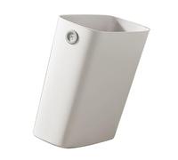 Pssopp Papelera Pequeña, Papelera de Plástico PP y TPR, Diseño Delgado con Parte Abierta con Orificio para Sujetar Bolsas de Basura, 28 X 27 X 13 Cm, para Baño, Oficina, Dormitorio, Cocina (WHITE)