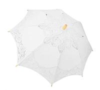 Pssopp Paraguas Nupcial de Encaje, Sombrilla de Algodón Hecha a Mano con de Madera para Fotografía de Bodas y Celebraciones Al Aire Libre (Blanco Leche tamaño Grande)