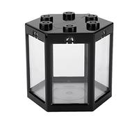 Pssopp Pecera Hexagonal Pequeña, Acuario Mini Apilable con Diseño (Black)