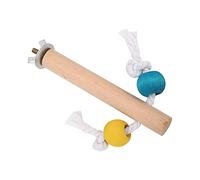 Pssopp Percha de Madera Natural para Jaula de Pájaros con Cuentas de Colores y Cuerda de Algodón, Juguete de Palo para Estación de Masticación de Loros para Soporte de Juegos para Jaula (1.5 * 10CM)